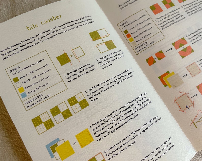 Making Coasters PDF Pattern, Quilt Pattern, DIY Tutorial, Printable Zine, Digital Pattern by Earnest Quilt image 6