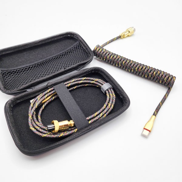 Obsidian Gold Custom Coiled Aviator Artisan USB-C Cable (Cable Pouch Included)