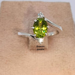Genuine Green Peridot Ring, 925 Sterling Silver, August Birthstone, Handmade Jewelry, Oval Shape Peridot Ring, Engagement Ring, Gift For Her