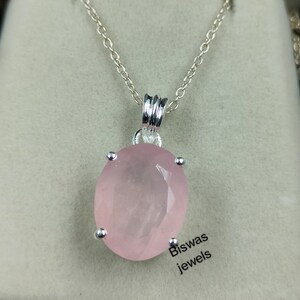Rose Quartz Pendant, 925 Sterling Silver, Rose Quartz Cut Gemstone, Handmade Silver Necklace, Fifth Wedding Anniversary Gift, Gift For Her