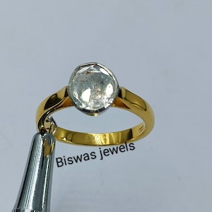Vintage Polki Diamond Gold Platted Ring, 925 Sterling Silver, Natural Polki Diamond Ring, Handmade Jewelry, Engagement Ring, Gift For Her