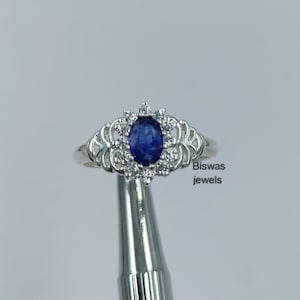 Natural Blue Sapphire Ring, 925 Sterling Silver, September Birthstone Ring, Cluster Sapphire Ring, Handmade Ring, Sapphire Jewelry