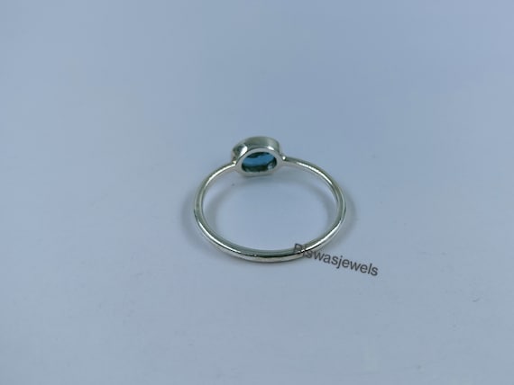 Anello In Argento 925 Con Doppio Topazio Blu Naturale E Zirconi - 0,30