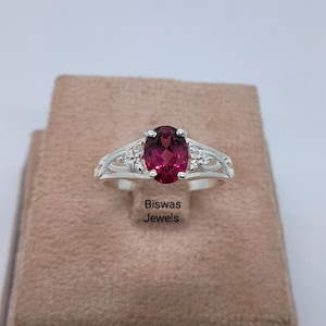 Pink Rhodolite Garnet Ring, Handmade Ring, 925 Sterling Silver, Rhodolite Garnet Wedding Ring, Natural Rhodolite Garnet Jewelry, Gift Ring