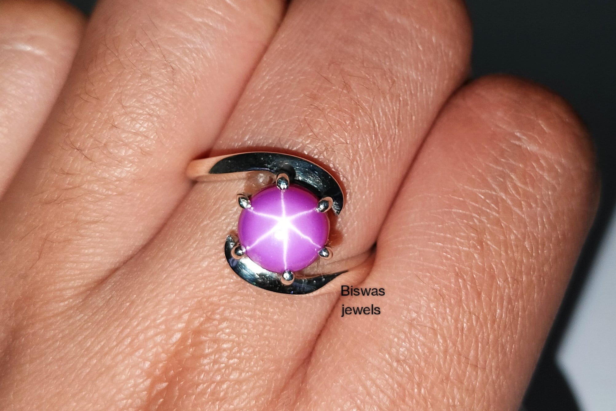 10k white gold pink star sapphire ring | Loupe Troop