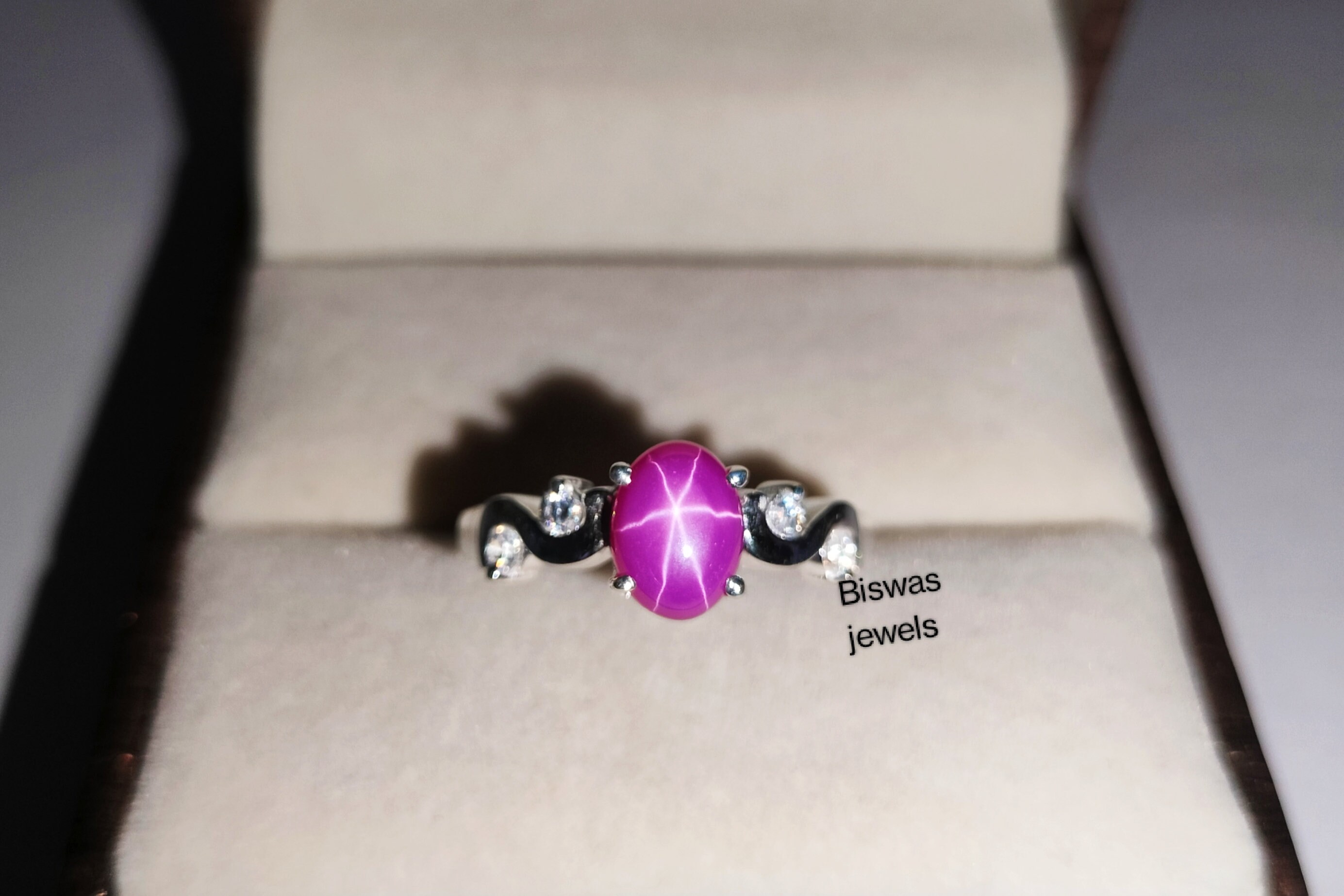 Stunning Pink Star Sapphire Ring, 0.72 Carat Spread of Round Brilliant  Diamonds - Handmade Douglas Hughes Design