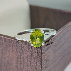 Genuine Green Peridot Silver Ring, Handmade Peridot Ring, August Birthstone Ring, 925 Sterling Silver, Promise Ring, Gift For Her/Wife/MOM