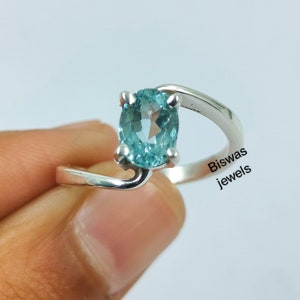 Natural Blue Aquamarine Ring, 925 Sterling Silver, Oval Cut Aquamarine Ring, March Birthstone Ring, Handmade Ring, Nice Design, Gift For All