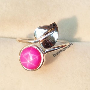 Vintage Pink Star Sapphire Ring, 925 Sterling Silver, Pink Lindy Star Ring, Lab 6 Rays Star Gemstone, Engagement Ring, Gift For Love