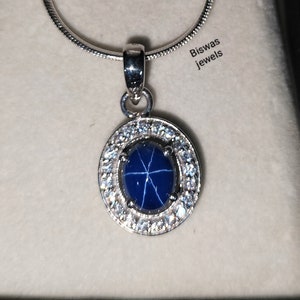 Vintage Blue Star Sapphire Silver Necklace, 925 Sterling Silver, Snake Chain Lindy Star Necklace, Lab Star Gemstone, Birthday Gift For All