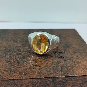 100% Natural Golden Citrine Ring, Solid 925 Sterling Silver, November Birthstone, Citrine Gent&#39;s Ring, Handmade Silver Ring, Gift For Him