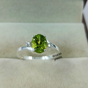 Green Peridot Silver Ring, Handmade Silver Ring, August Birthstone, 925 Sterling Silver, Natural Peridot Ring, Engagement Ring, Gift For Her