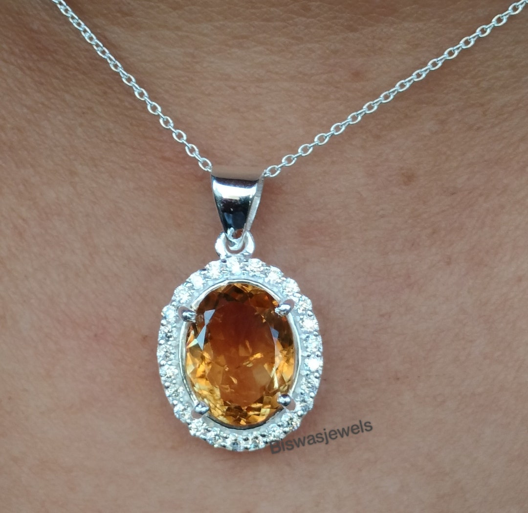9ct Yellow Gold 2.09ct Hexagonal Cut Citrine Pendant