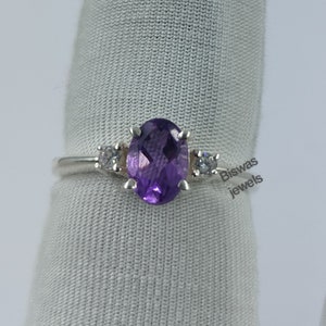 Natural Oval Amethyst Ring, Purple Amethyst Ring, 925 Sterling Silver, February Birthstone, Engagement Ring, Gift For Her/Mom