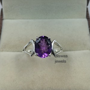Natural Amethyst Ring, 925 Sterling Silver, Oval Cut Purple Amethyst Ring, February Birthstone, Handmade Ring, Promise Ring, Gift For Her