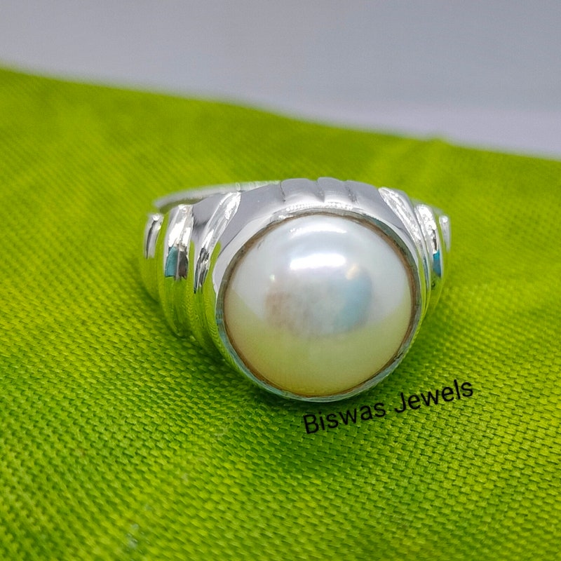 Men's Silver Ring with Pearl