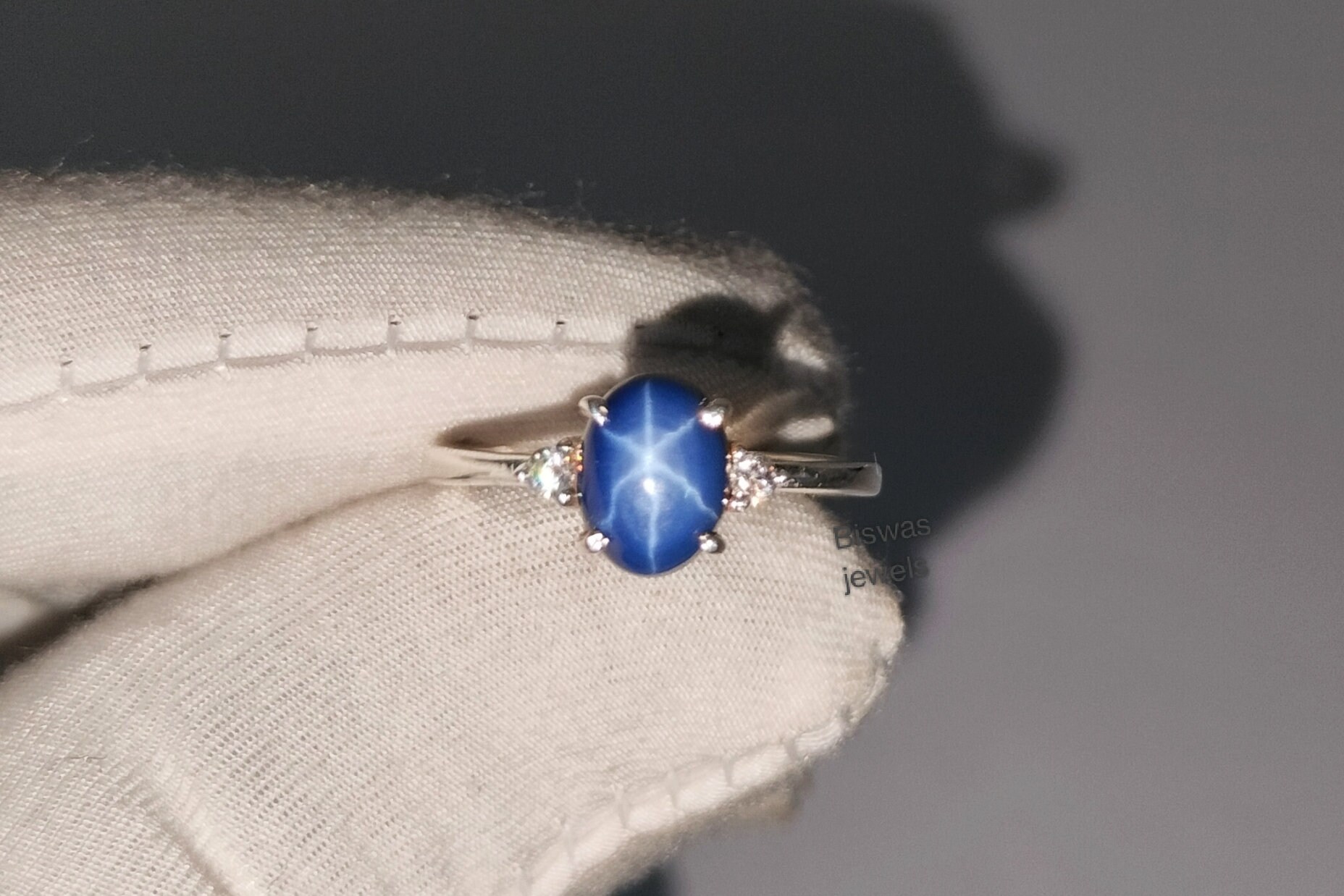Blue Lindy Star Sapphire Ring 925 Sterling Silver Lab Blue - Etsy