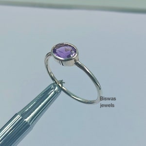 Natural Purple Amethyst Ring, Oval Cut Amethyst Silver Ring, 925 Sterling Silver, February Birthstone Ring, Thin Ring, Gift For Her/Him