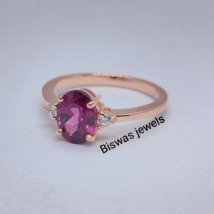 14k Rose Gold Pink Rhodolite Garnet Ring, Handmade Gold Ring, June Birthstone, Natural Rhodolite Ring, Engagement & Anniversary Gift For Her
