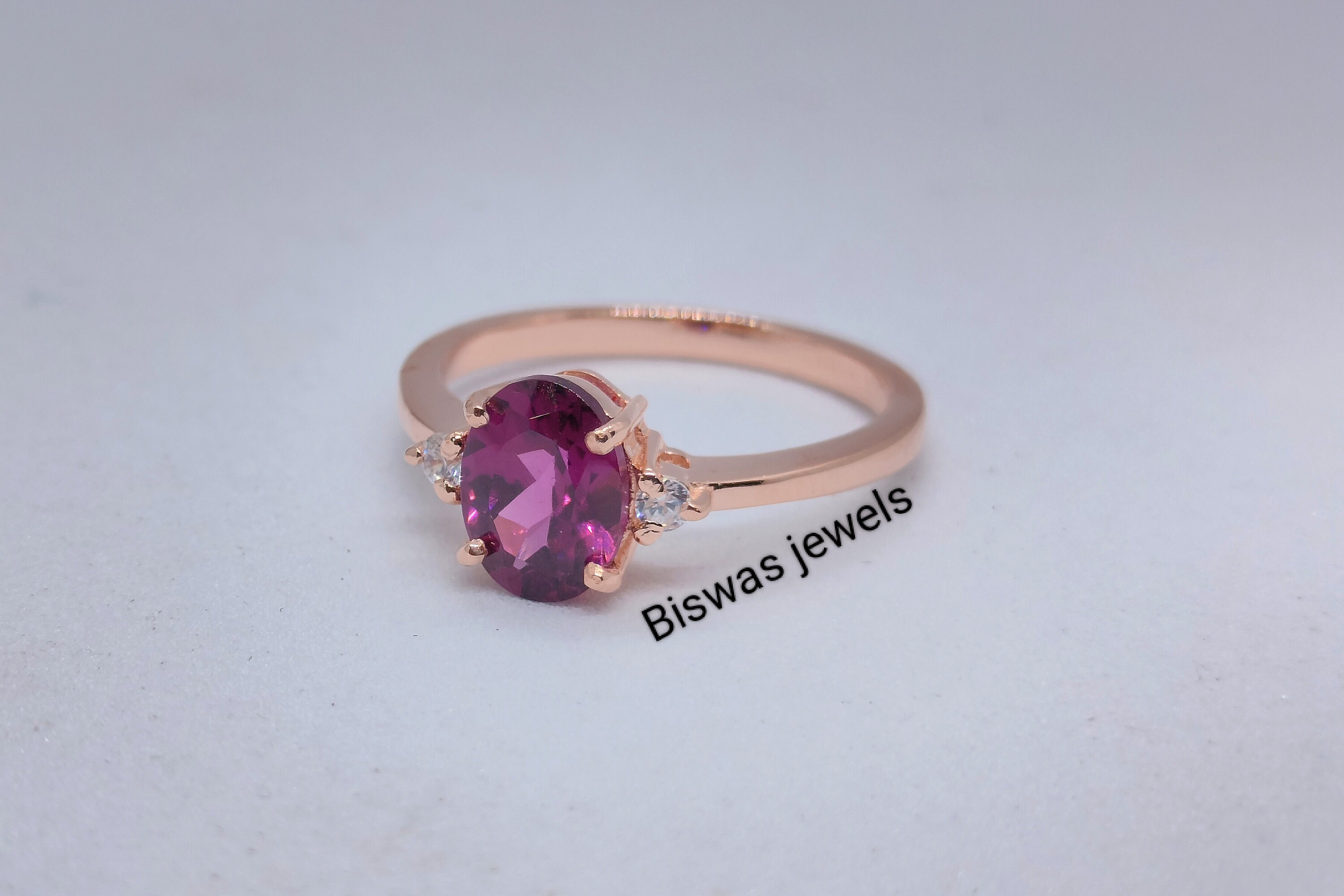 14k Rose Gold Pink Rhodolite Garnet Ring, Handmade Gold Ring, June Birthstone, Natural Rhodolite Ring, Engagement & Anniversary Gift For Her