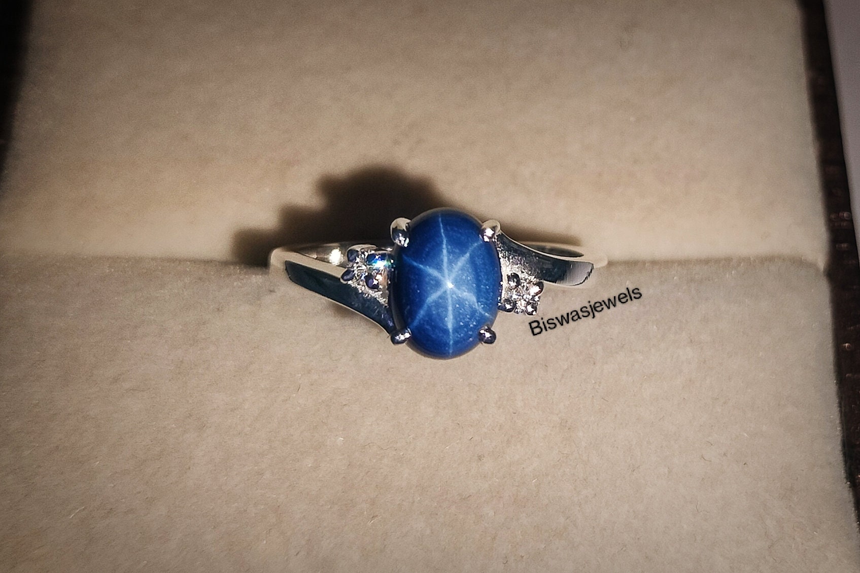 Blue Star Sapphire Ring in 18K Yellow Gold - Etsy