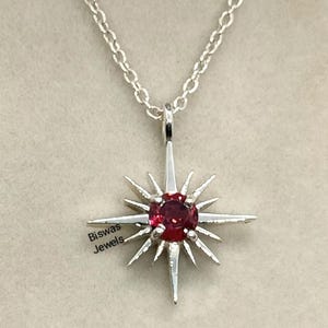Natürliche rote Granat Silberkette, 925 Sterling Silber, handgemachter Schmuck, Januar Geburtsstein, stilvoller Granat Anhänger, Geburtstagsgeschenk für sie
