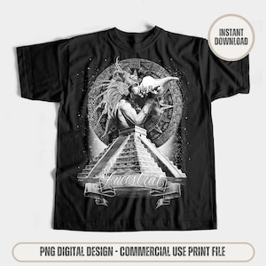 May include: Black t-shirt featuring a white graphic design of a person with a headdress standing on a pyramid with the word "Ancestors" written below.