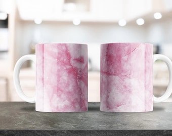 Pink Marble Coffee Mug Sublimation Design (Digital Download)