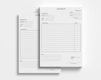 Project Estimate Sheet, A4 Printable Template (PNG, JPG, PDF)