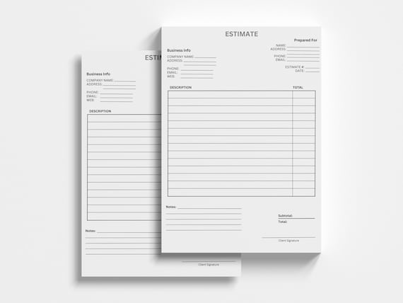 Project Estimate Sheet, A4 Printable Estimate Template, Perfect for Handyman, painters, plumbers, electricians and more! Simple Estimate