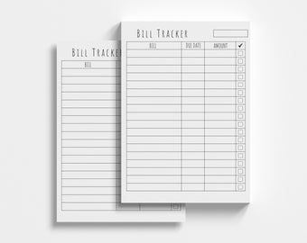 Printable Bill Payment Tracker, Financial Planner (PDF & JPG)