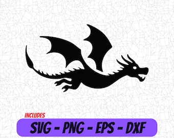 Mini Dragon SVG, Cricut Cut File, Dragon Png Design, Eps File, Dxf Digital Clipart, Minimalist Tattoo Clipart