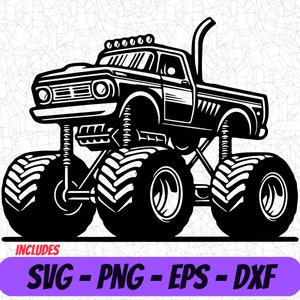 Monster Truck SVG Design, Cricut Cut Files, Kids Png Digital Clipart, T-Shirt Design, Cool Truck Design, Sublimation Clipart