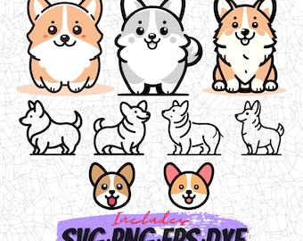 Corgi SVG Design, Cutting File, Png Eps Dxf Digital Clipart, Great for Viny Decals, Stickers, T-Shirts, Mugs & More! Cute Dog SVG