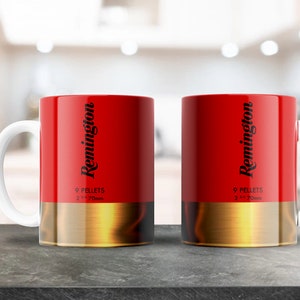 Diseño de taza de concha de escopeta, diseño de sublimación para tazas de 11 oz, 15 oz, diseño de taza de café, tienda de tazas, plantilla para taza de café, diseño PNG rojo