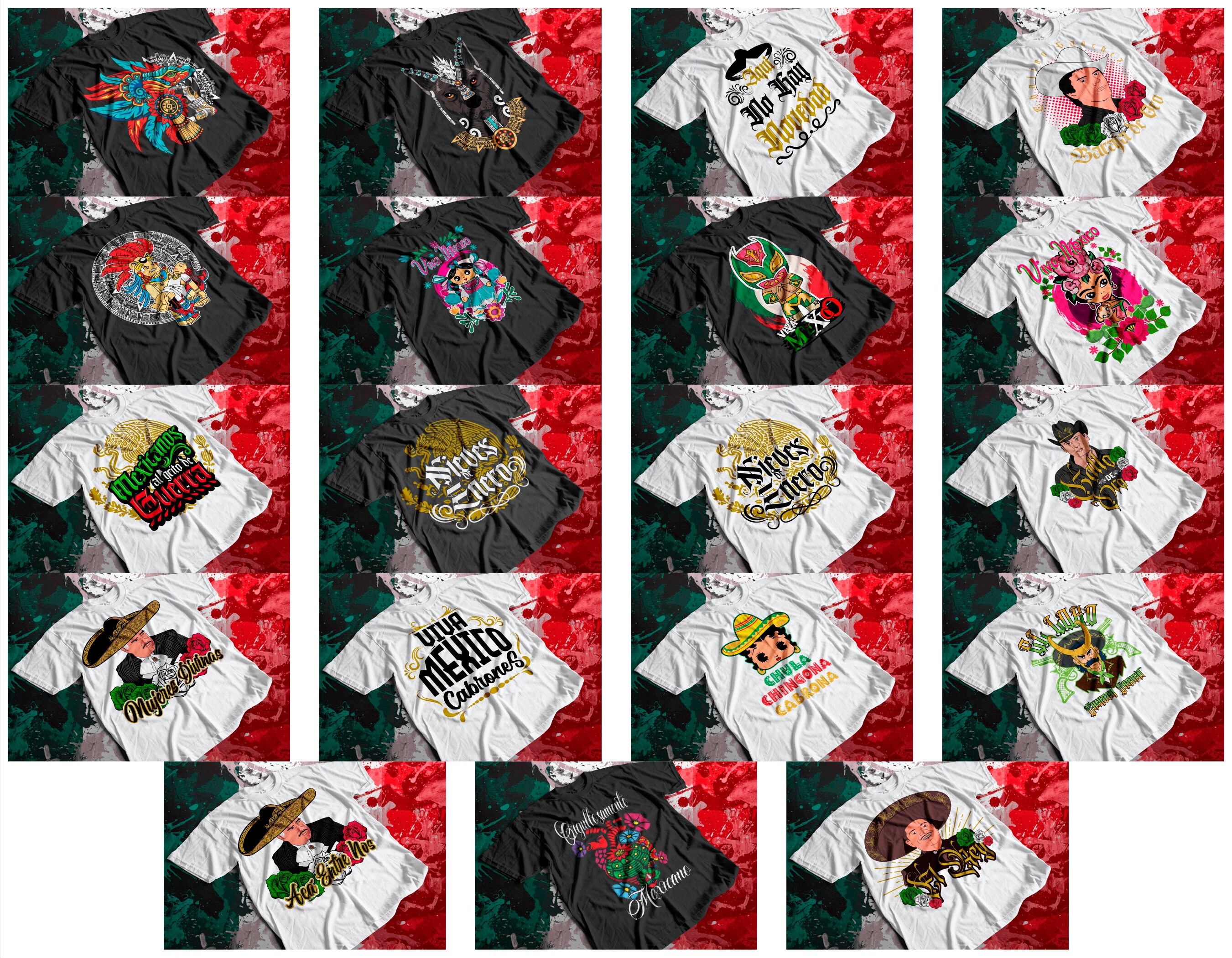 Mexico Shirt Designs, Sublimation Designs, DTG Images, Dtf Shirt Bundle, Screen Printing, Mexican T shirts bundle, 90+ Pack Bundle