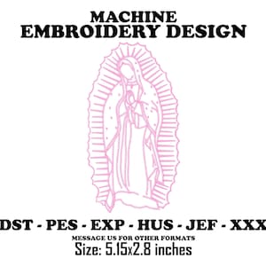 Diseño de bordado Virgencita: archivo de bordado a máquina de la Virgen María, Ricoma DST, archivo PES de Brother