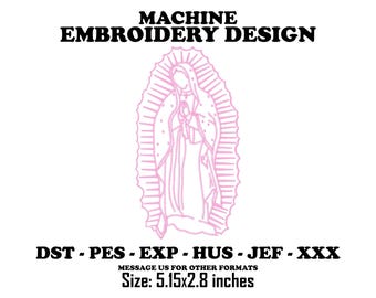 Diseño de bordado de la Virgencita - Archivo de bordado a máquina de la Virgen María, compatible con Ricoma DST y Brother PES