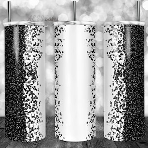 Black Glitter Tumbler Design, Design for 20oz Cup Tumbler Wrap, Tumbler Image, Good for Sublimation, Vinyl, and Waterslide, Add Your Design