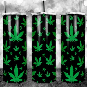 Weed Leaf Pattern Tumbler Design, 20oz Skinny Tumbler (PNG Clipart)