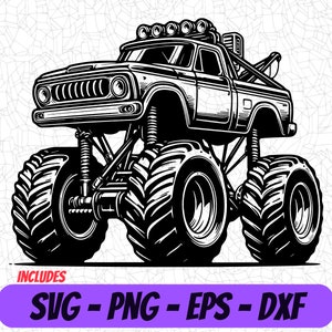Monster Truck SVG Design, Cricut Cut Files, Kids Png Digital Clipart, T-Shirt Design, Cool Truck Design, Sublimation Clipart
