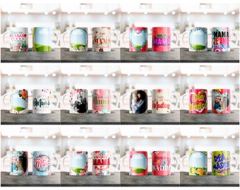 Plantillas Sublimacion Dia de la Mama, Mother's Day Sublimation designs for 11 & 12oz, Coffee Mugs, Editable in Canva, Add your Own Photo