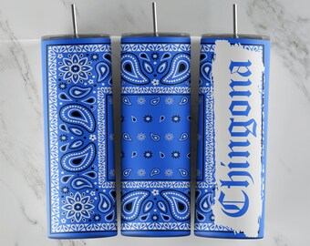 Chingona Bandana Tumbler Sublimation Design, 20oz Skinny Template (PNG Download)