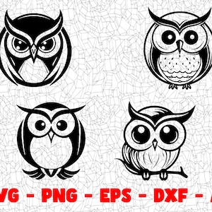 Hibou mignon SVG, fichier de coupe, Png Eps Dxf Digital Clipart, idéal pour les décalcomanies Viny, autocollants, T-shirts, tasses et plus encore ! Conception SVG à usage commercial