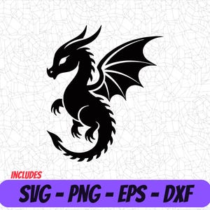 Mini Dragon PNG, Cricut Cut File, Dragon SVG Design, Eps File, Dxf Digital Clipart, Minimalist Tattoo Clipart