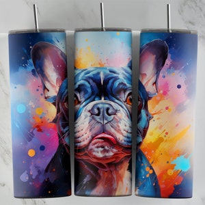 French Bulldog PNG Wrap Design für Sublimation auf 20oz Bechern