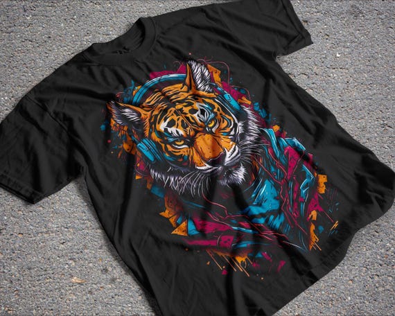 Tiger PNG T-shirt Design, Cool Halftone Tee Design, Can Be
