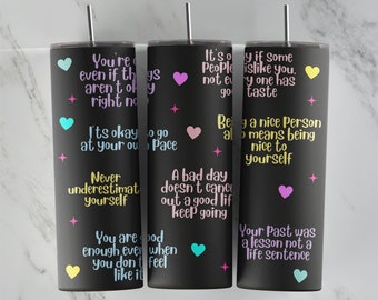 Motivational Quotes Tumbler Wrap PNG, Positive Sublimation Design for 20oz Tumblers