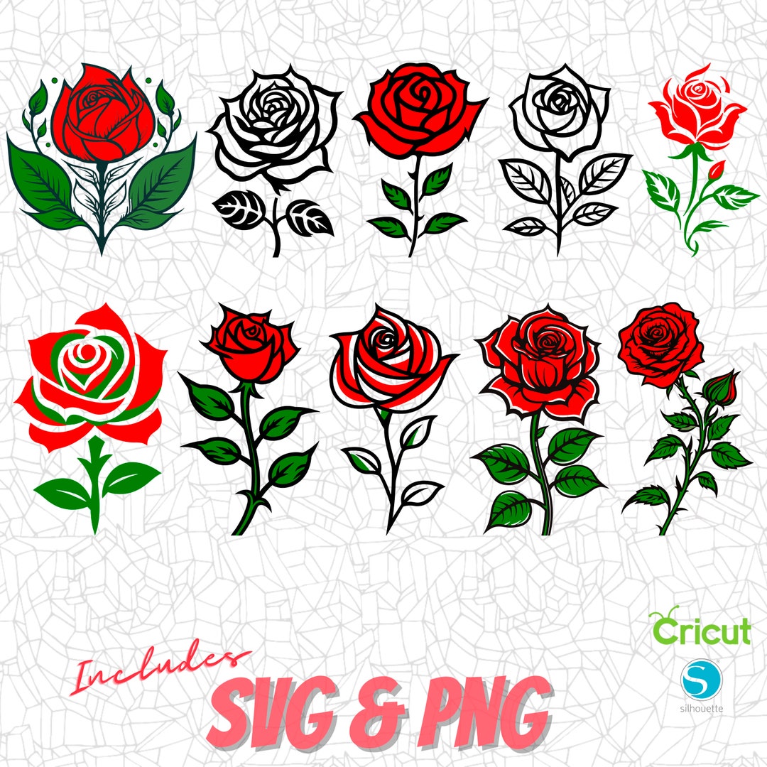 Roses SVG, Cutting File, Png Digital Clipart, Great for Viny Decals ...