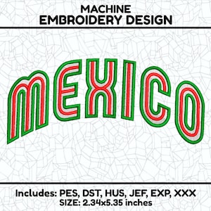 Mexico Embroidery Design - Mexican Machine Embroidery File, Ricoma DST, Brother PES File, Hat Embroidery Designs